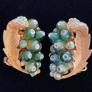 Vintage RSK Green & Gold Toned Earrings